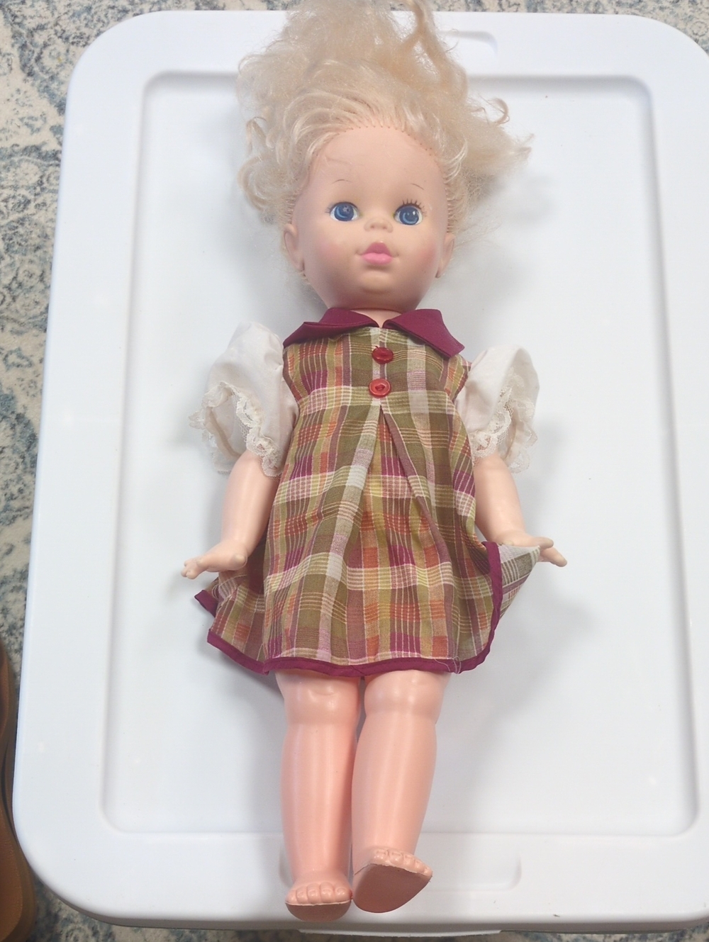 Classic Plaid Play Doll in Pink & Beige - Fashion Dress
